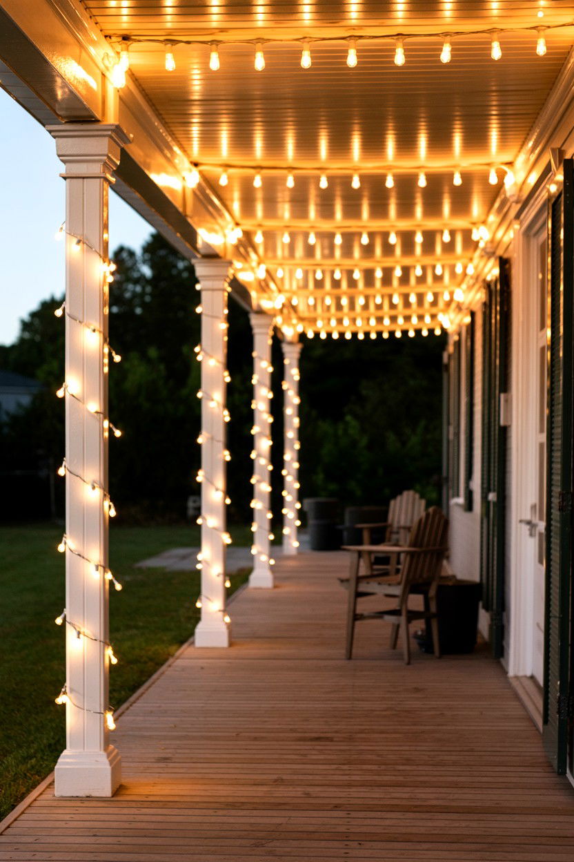 Outdoor String Lights - 25 Valentine's Day Porch Decorating Ideas