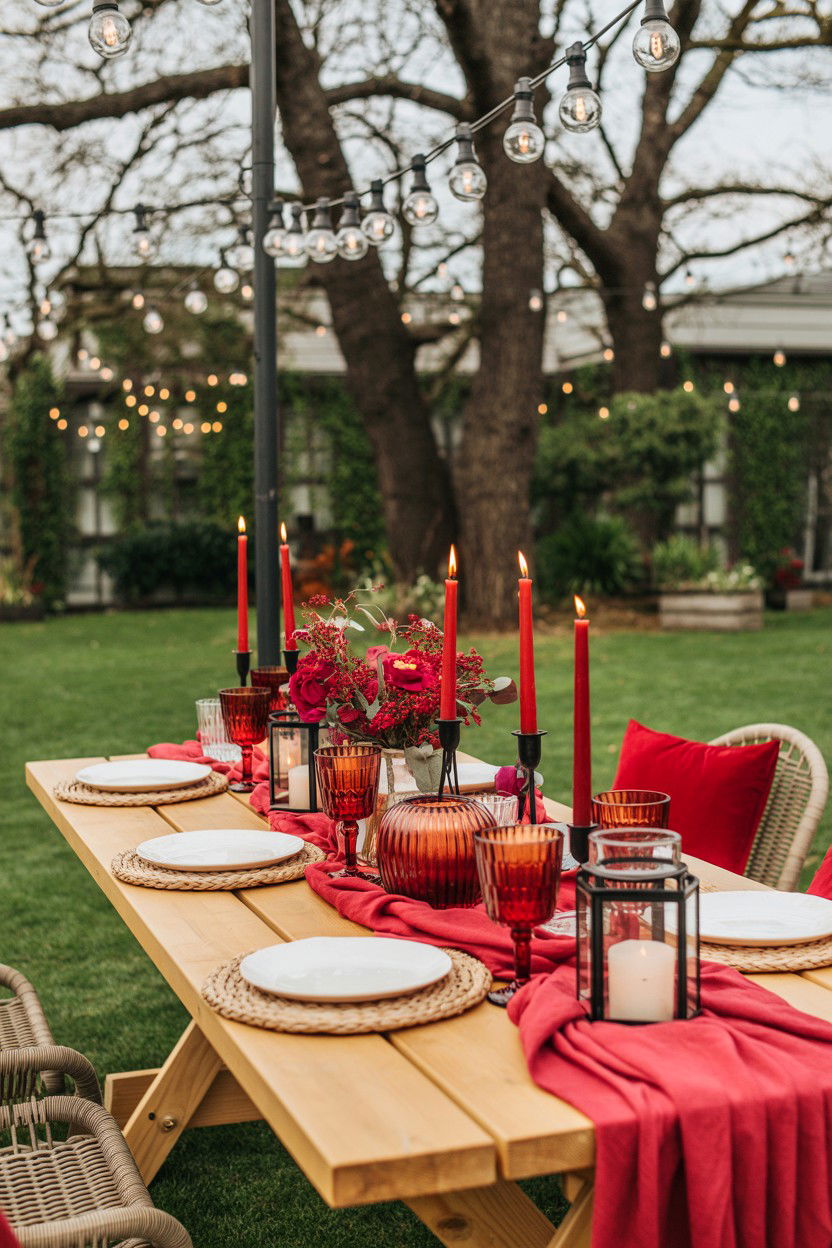 Outdoor valentine dinner table - 25 Valentine's Day Table Setting Ideas