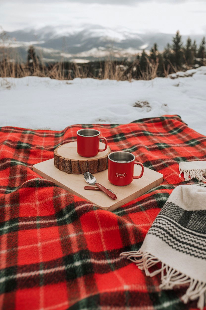 Outdoor winter picnic photo - 25 Valentine's Day Photo Card Ideas