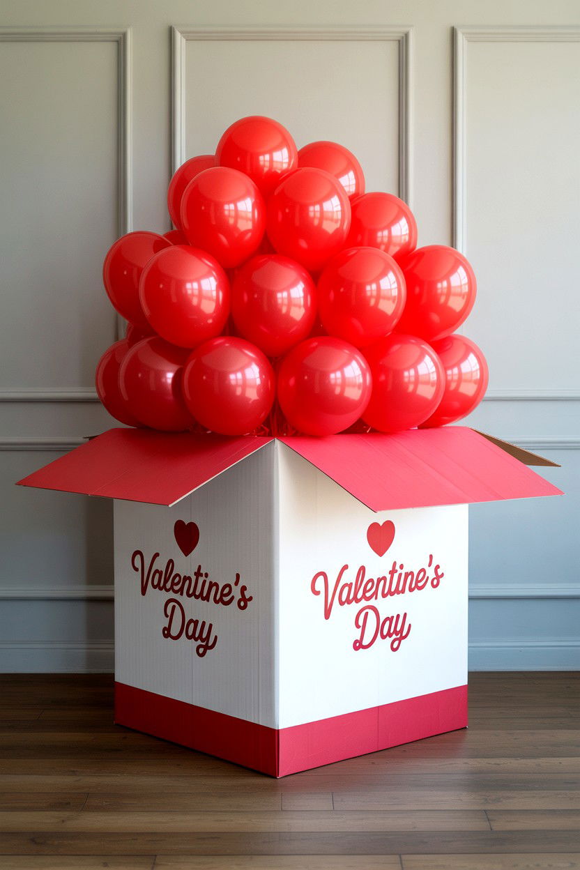 Oversized Balloon Box - 25 Valentine's Day Balloon Box Ideas