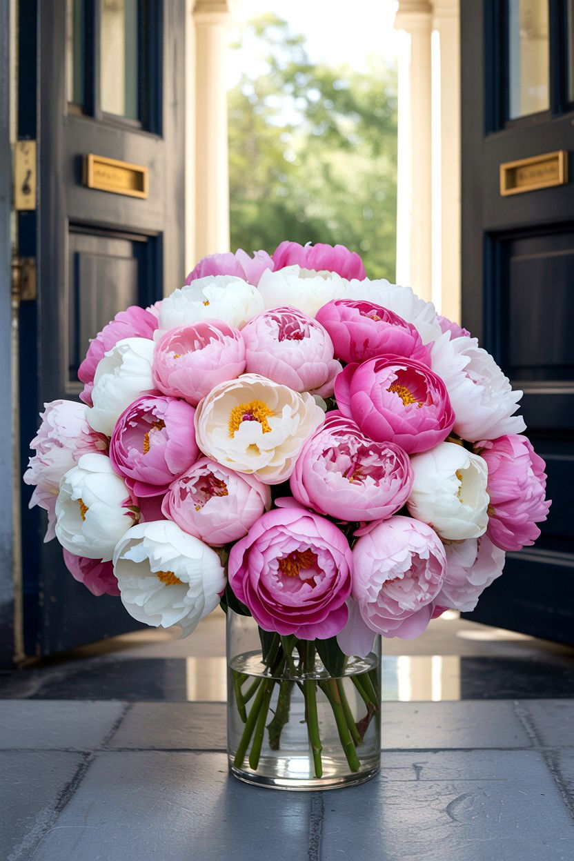 Oversized Peony Bouquet - 25 Valentine's Day Peony Arrangement Ideas