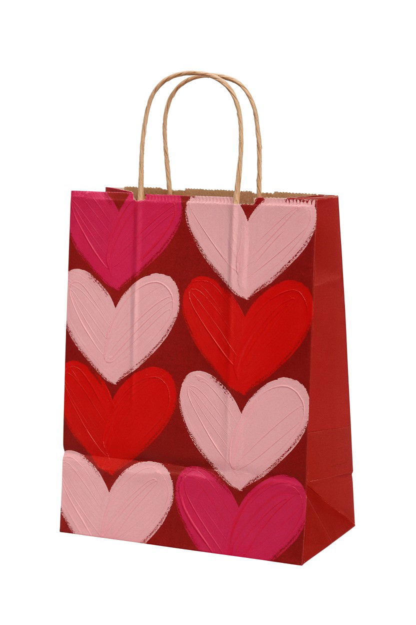 Painted Heart Paper Bag - 25 Valentine's Day Paper Bag Ideas