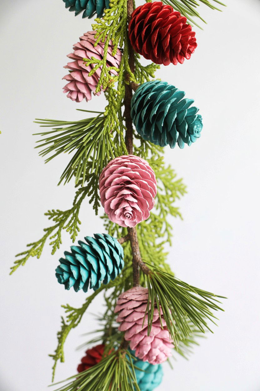 Painted Pinecone Garland - 25 Valentine's Day Garland Ideas