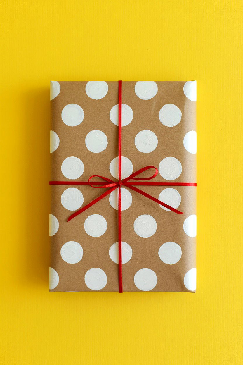 Painted Polka Dot - 25 Valentine's Day Kraft Paper Wrap Ideas