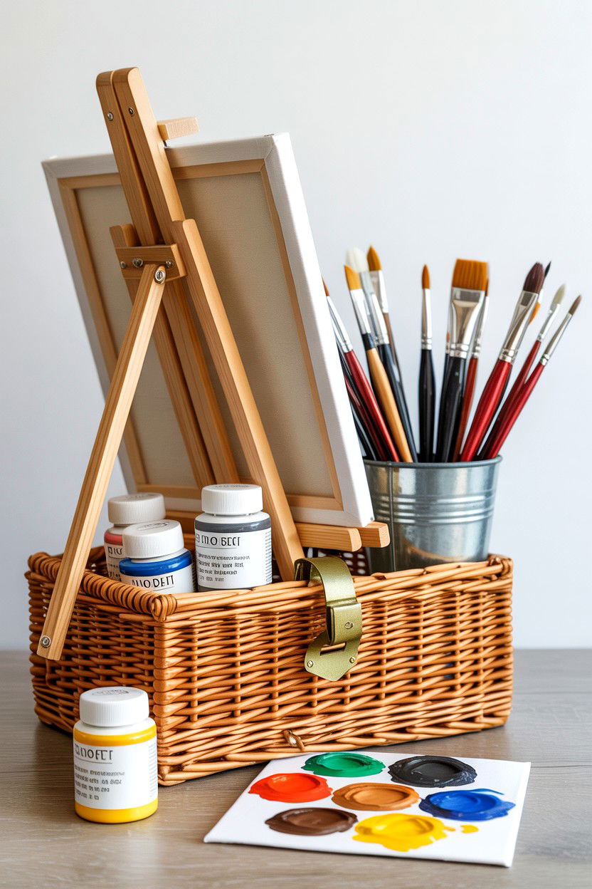 Painting Gift Basket - 25 Valentine's Day Cozy Gift Basket Ideas