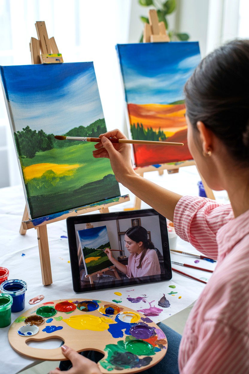 Painting Together Online - 25 Long Distance Valentine's Day Video Call Ideas