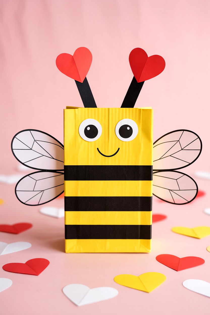 Paper Bag Bee Mine Craft - 25 Valentine's Day Paper Bag Ideas