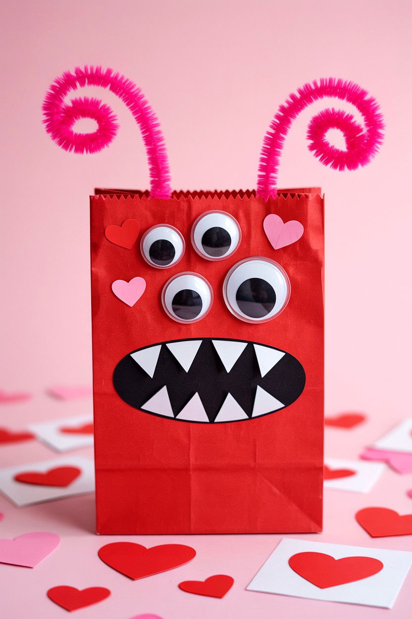 Paper Bag Love Monster - 25 Valentine's Day Paper Bag Ideas