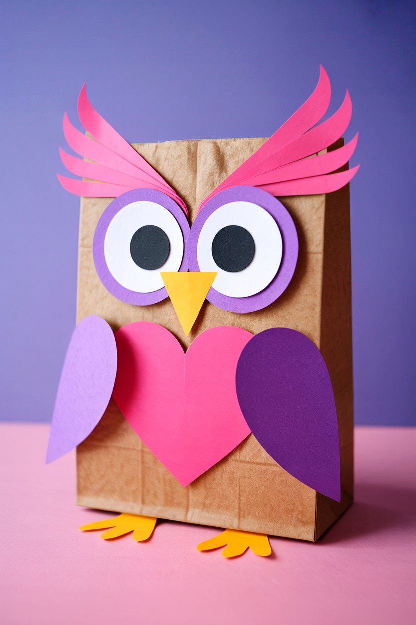 Paper Bag Owl Craft - 25 Valentine's Day Paper Bag Ideas