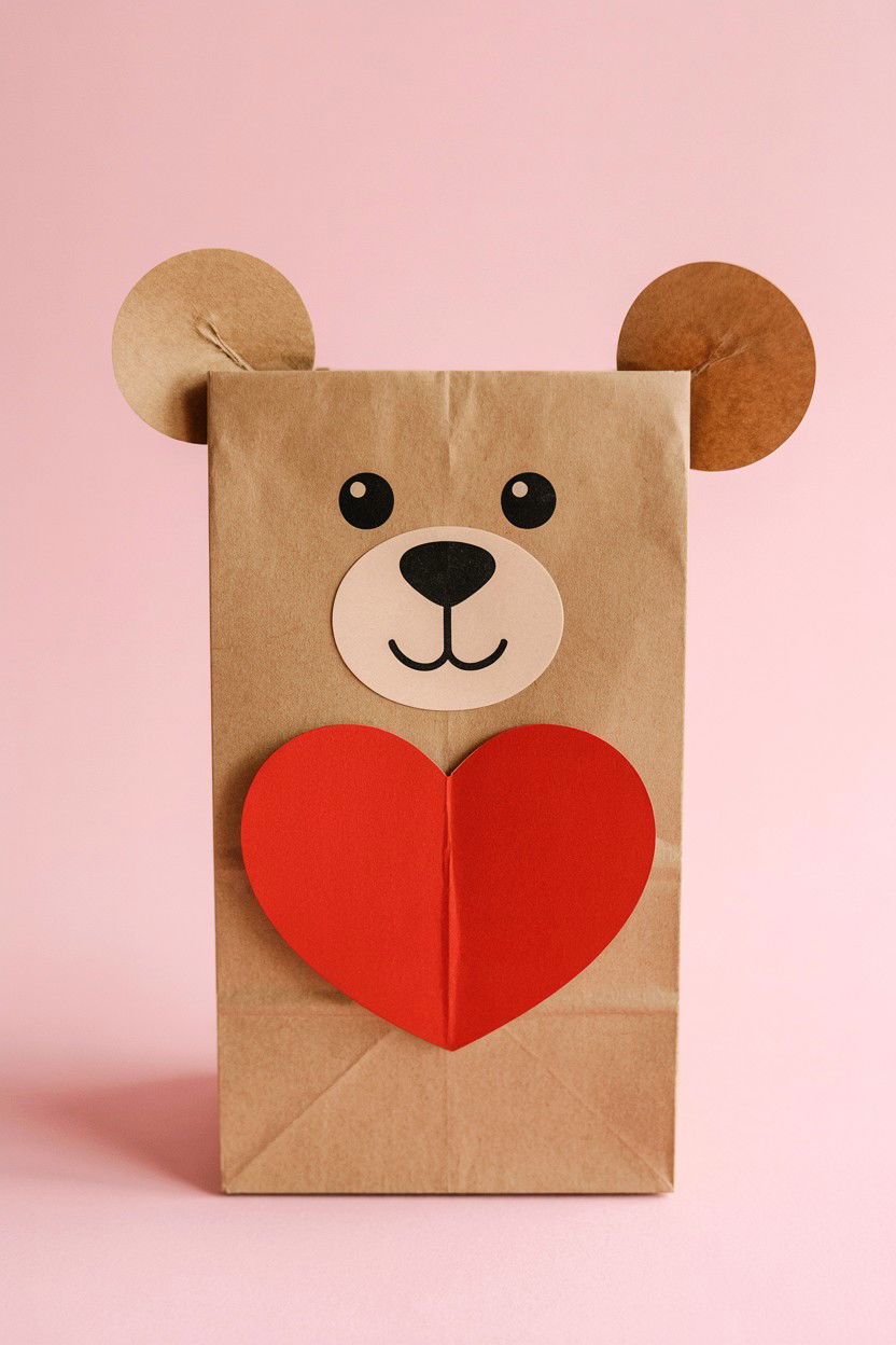 Paper Bag Teddy Bear - 25 Valentine's Day Paper Bag Ideas