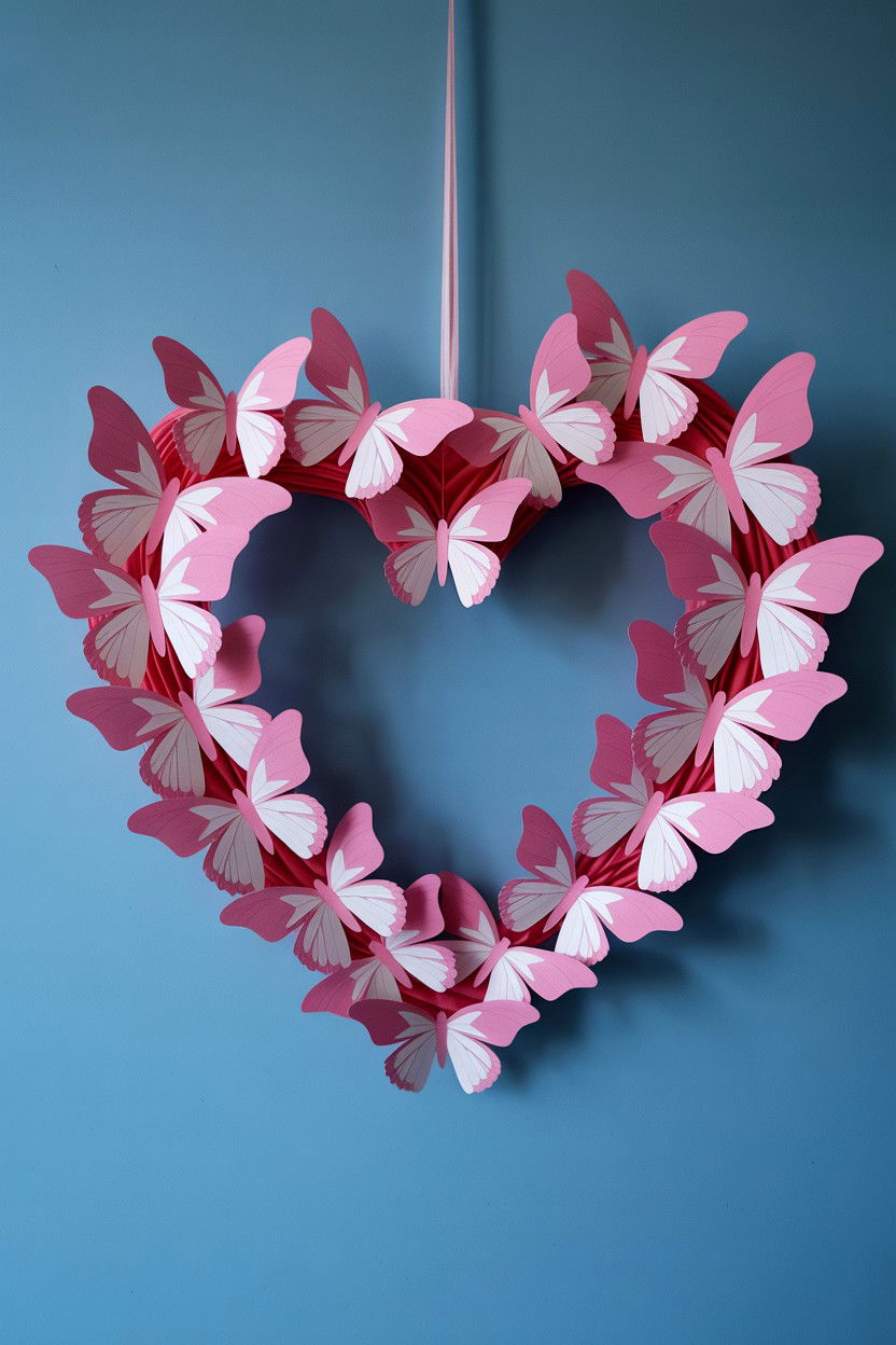 Paper Butterfly Heart - 25 Heart Shaped Wreath Ideas