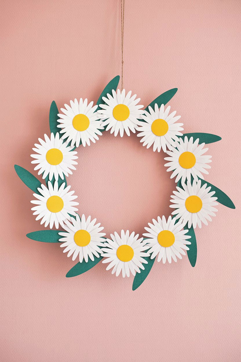 Paper Daisy Wreath - 25 Valentine's Day Paper Flower Ideas