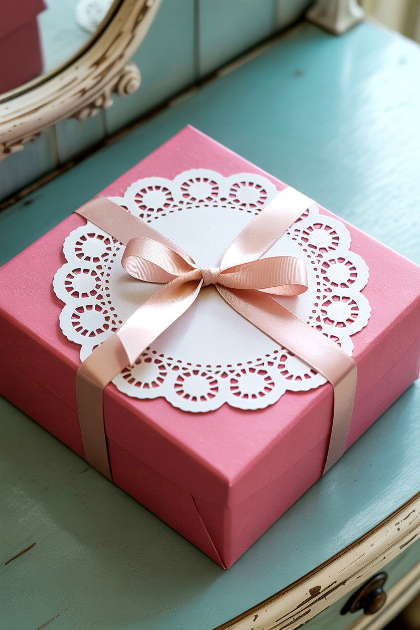 Paper Doily Overlay - 25 Valentine's Day Gift Wrapping Ideas