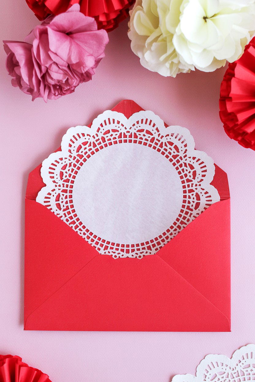 Paper Doily Valentine Envelope - 25 Valentine's Day Envelope Ideas
