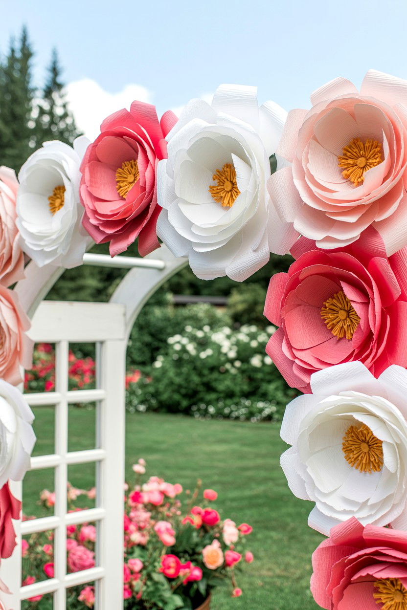 Paper Flower Arch - 25 Valentine's Day Photo Booth Ideas