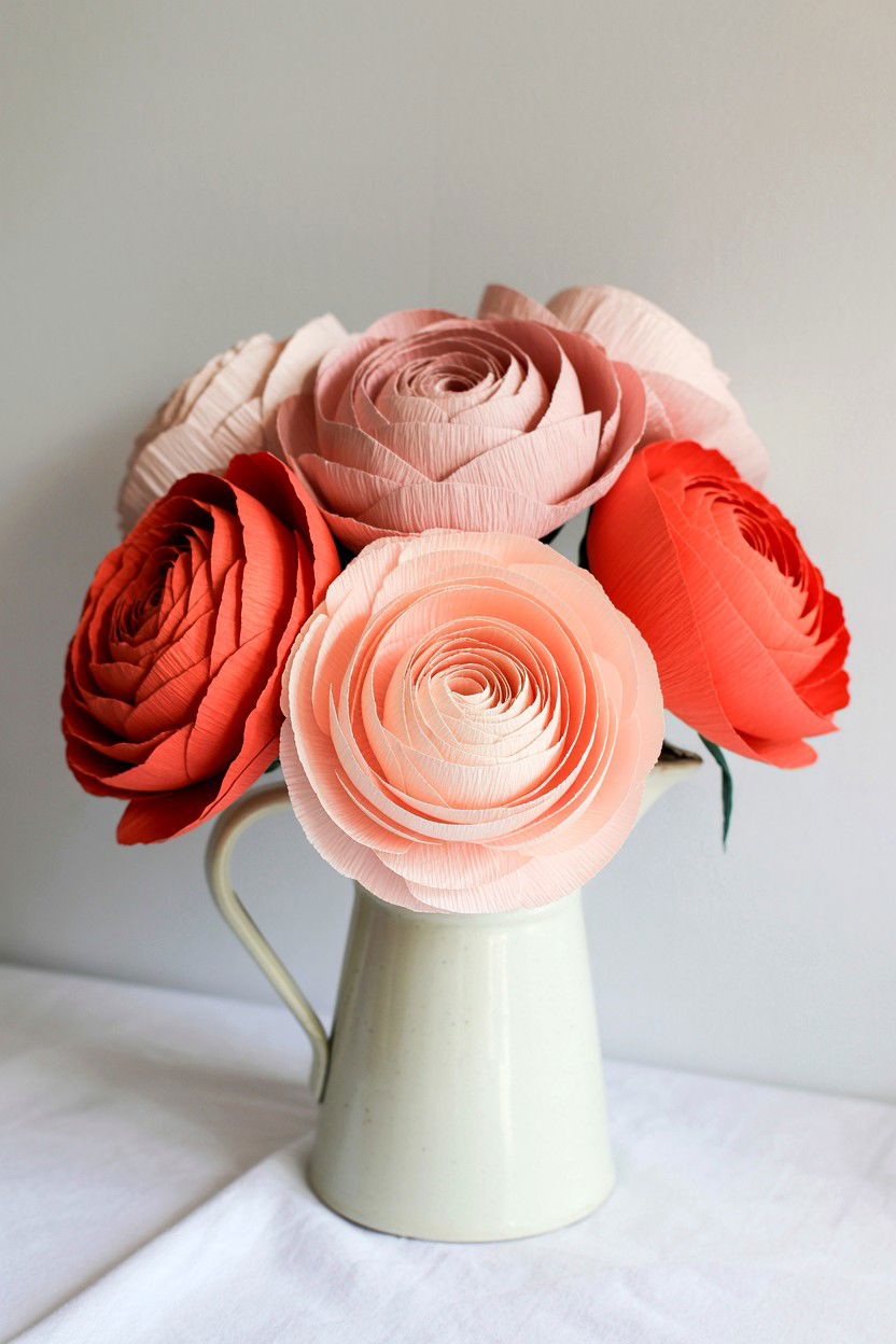 Paper Flower Bouquet - 25 Valentine's Day Table Centerpiece Ideas