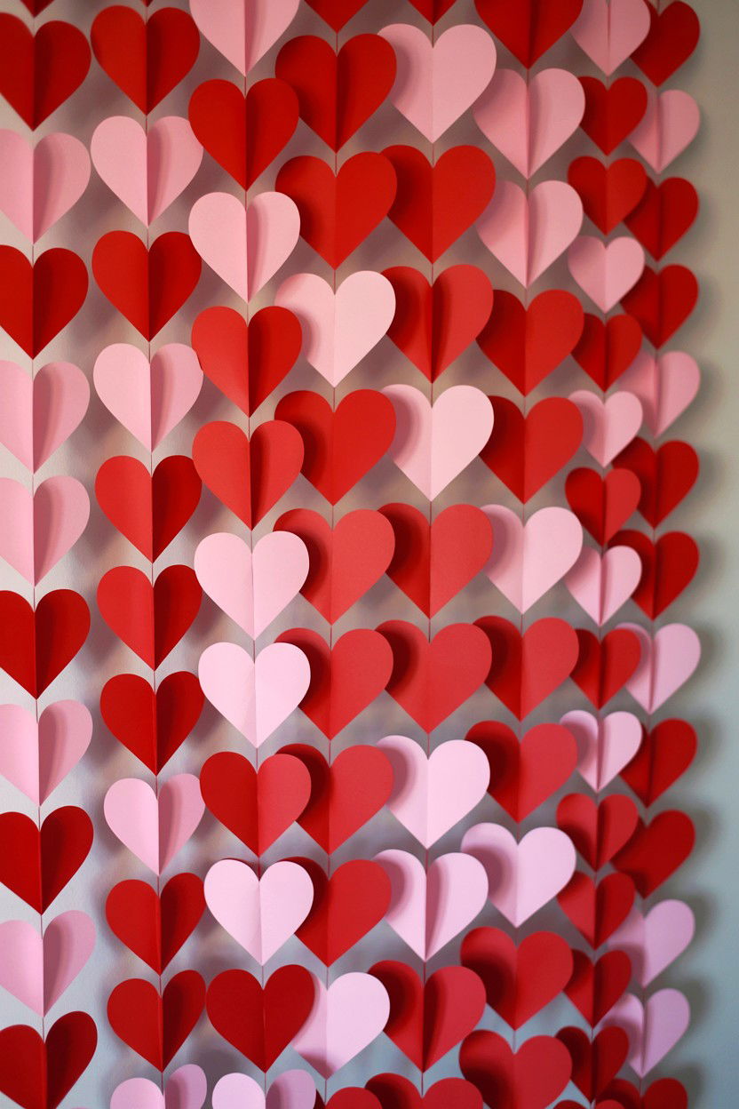 Paper Heart Streamers - 25 Valentine's Day Party Backdrop Ideas