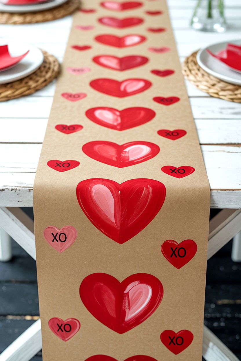 Paper Heart Table Runner - 25 Valentine's Day Table Runner Ideas