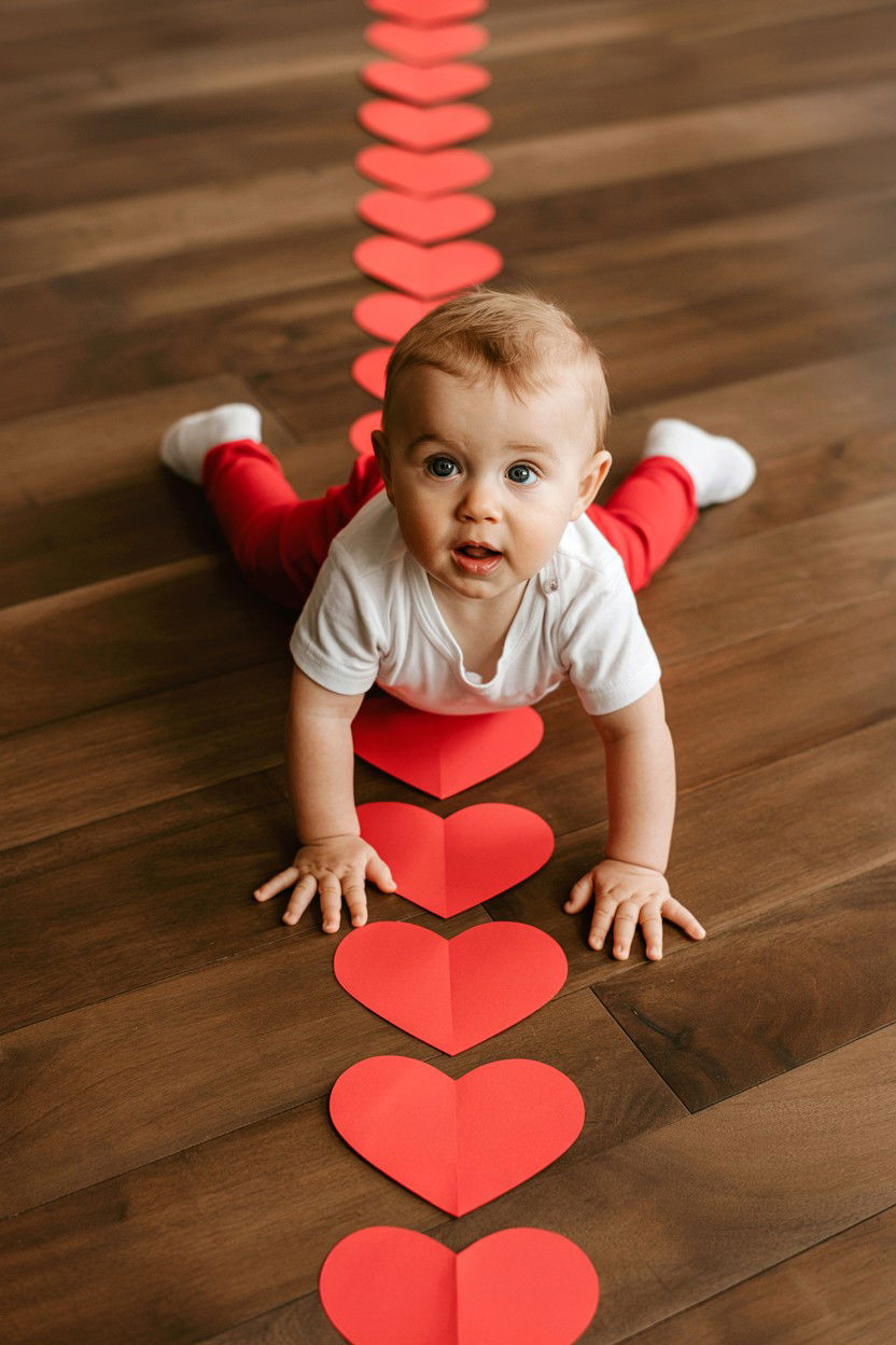 Paper Heart Trail - 25 Valentine's Day Baby Photo Ideas