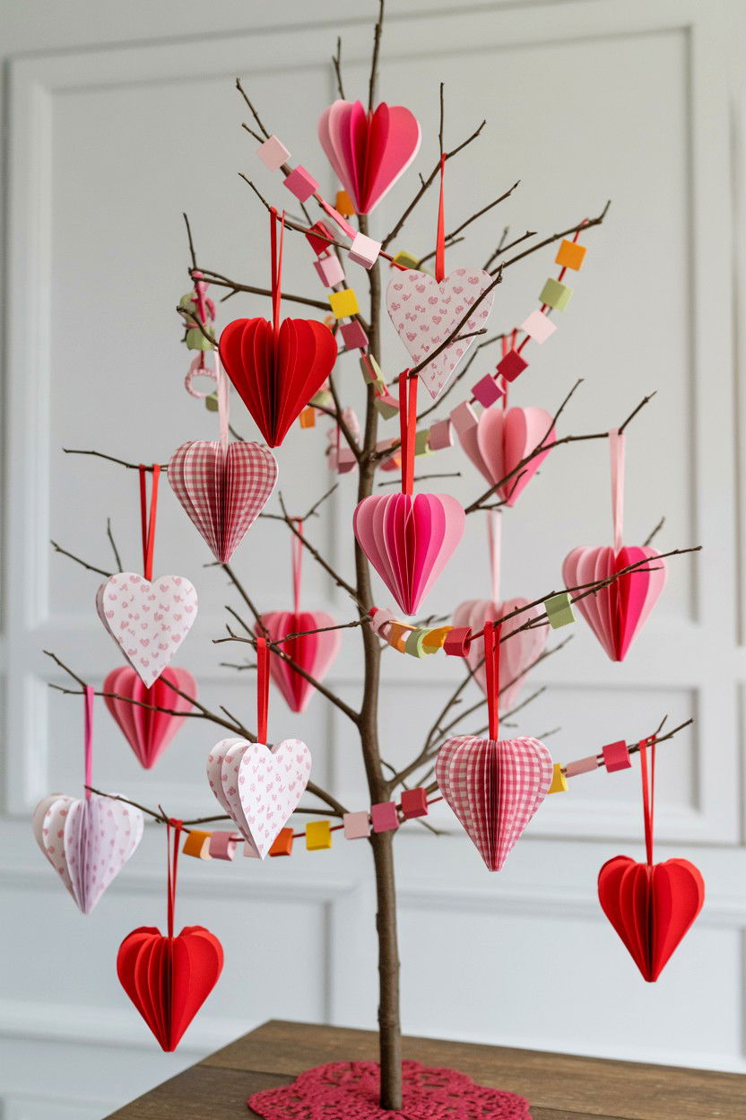 Paper Heart Tree - 25 Valentine's Day Tree Decorating Ideas