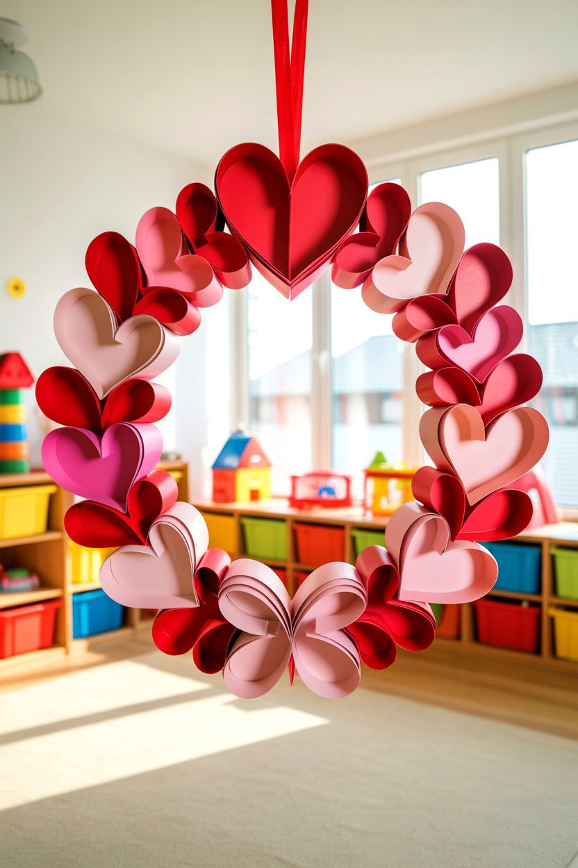 Paper Heart Wreath - 25 Dollar Store Valentine's Day Wreath Ideas