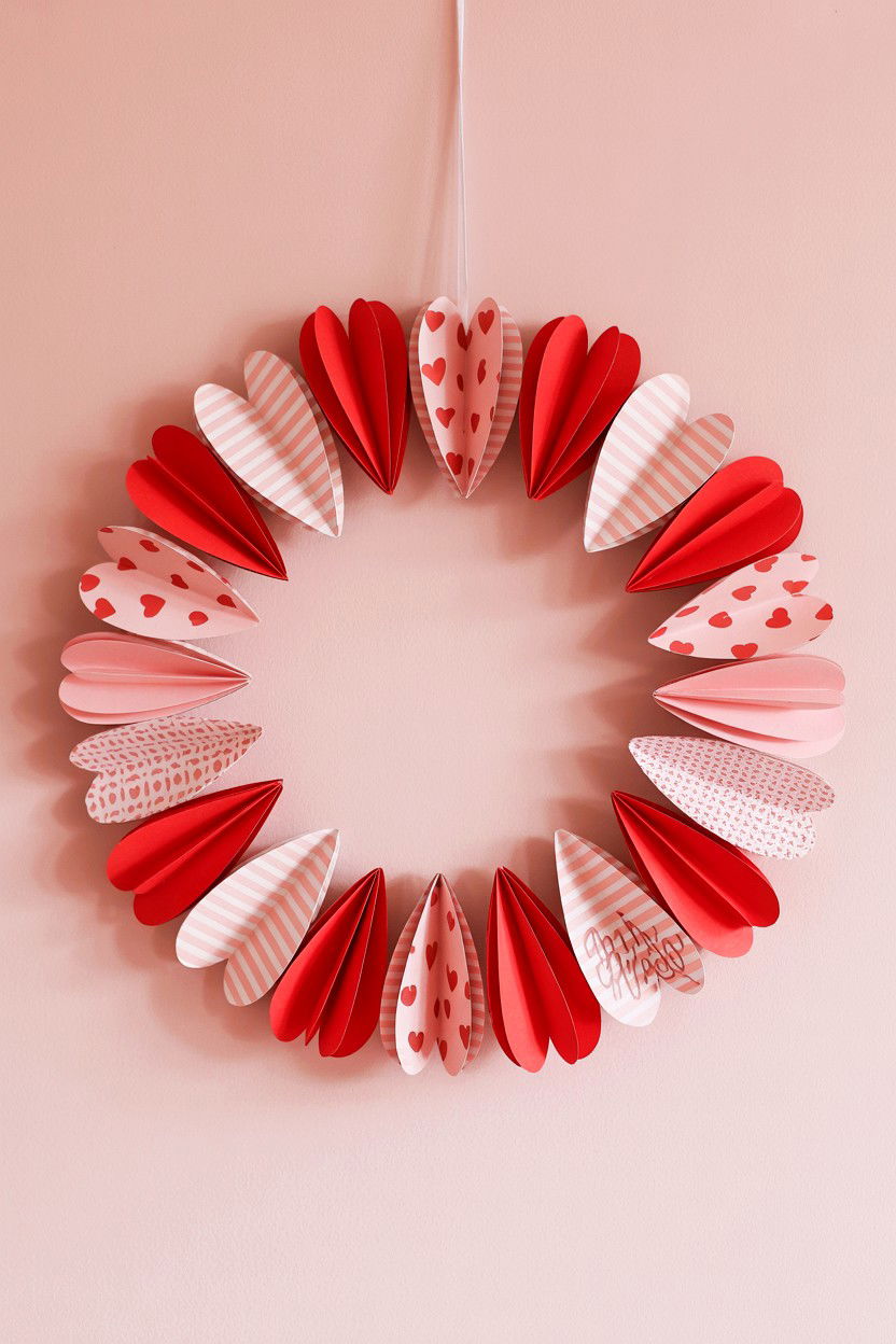 Paper Heart - 25 Simple Valentine's Day Wreath Ideas