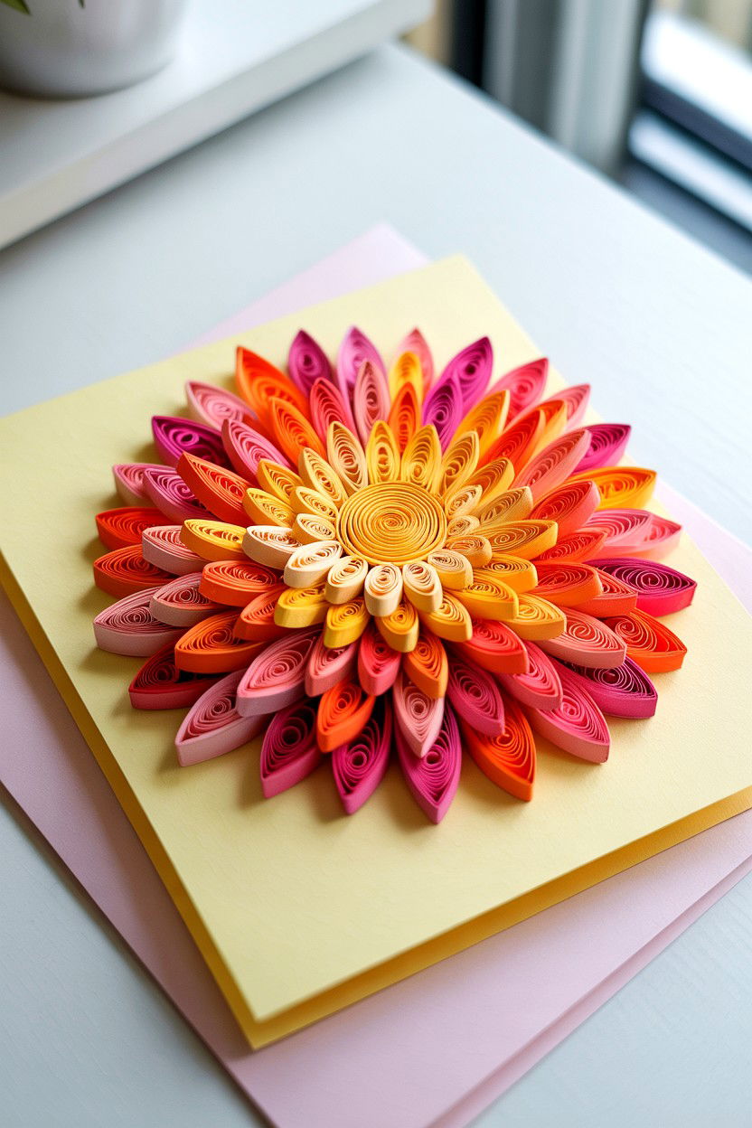 Paper Quilling Flower Card - 25 Floral Valentine's Day Card Ideas