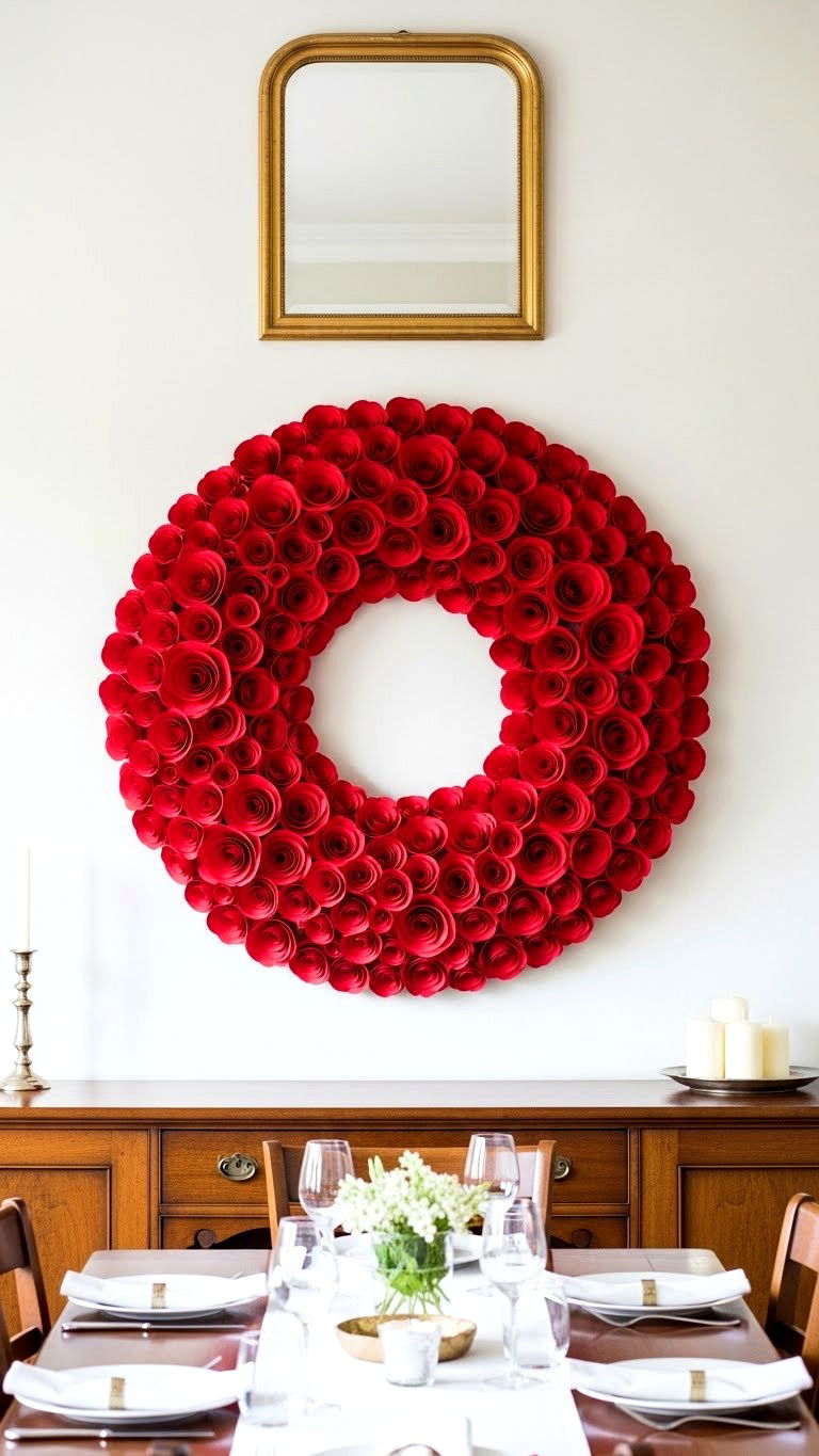 Paper Rose Wreath - 25 valentine's day wreath ideas