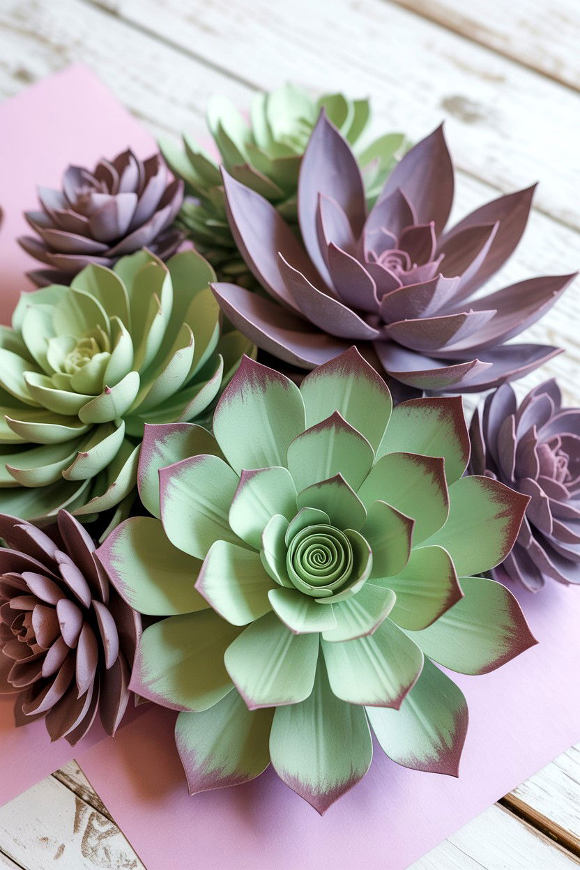 Paper Succulent Arrangement - 25 Valentine's Day Paper Flower Ideas