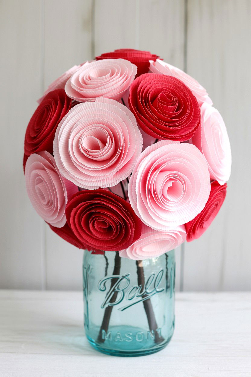 Paper flower topiary - 25 Valentine's Day Topiary Ideas