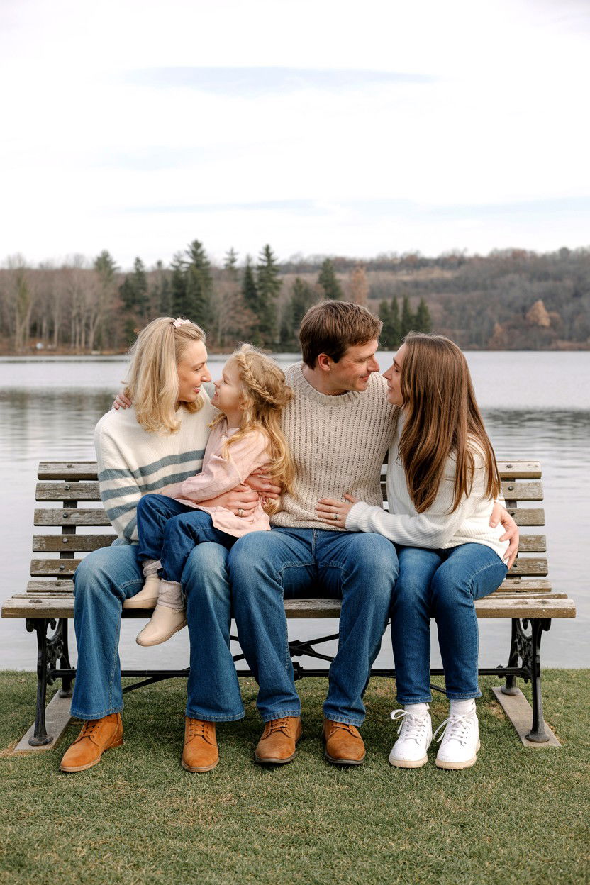 Park Bench Sitting - 25 Valentine's Day Family Photo Ideas