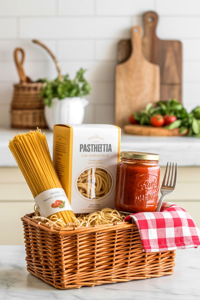 Pasta dinner gift basket - 25 Budget Valentine's Day Gift Basket Ideas