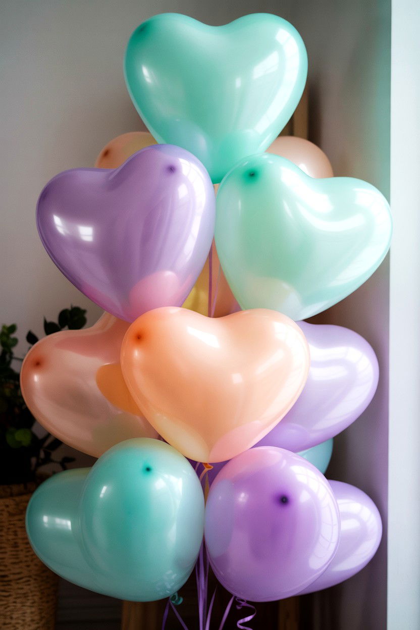 Pastel Heart Balloon - 25 Heart Balloon Decoration Ideas
