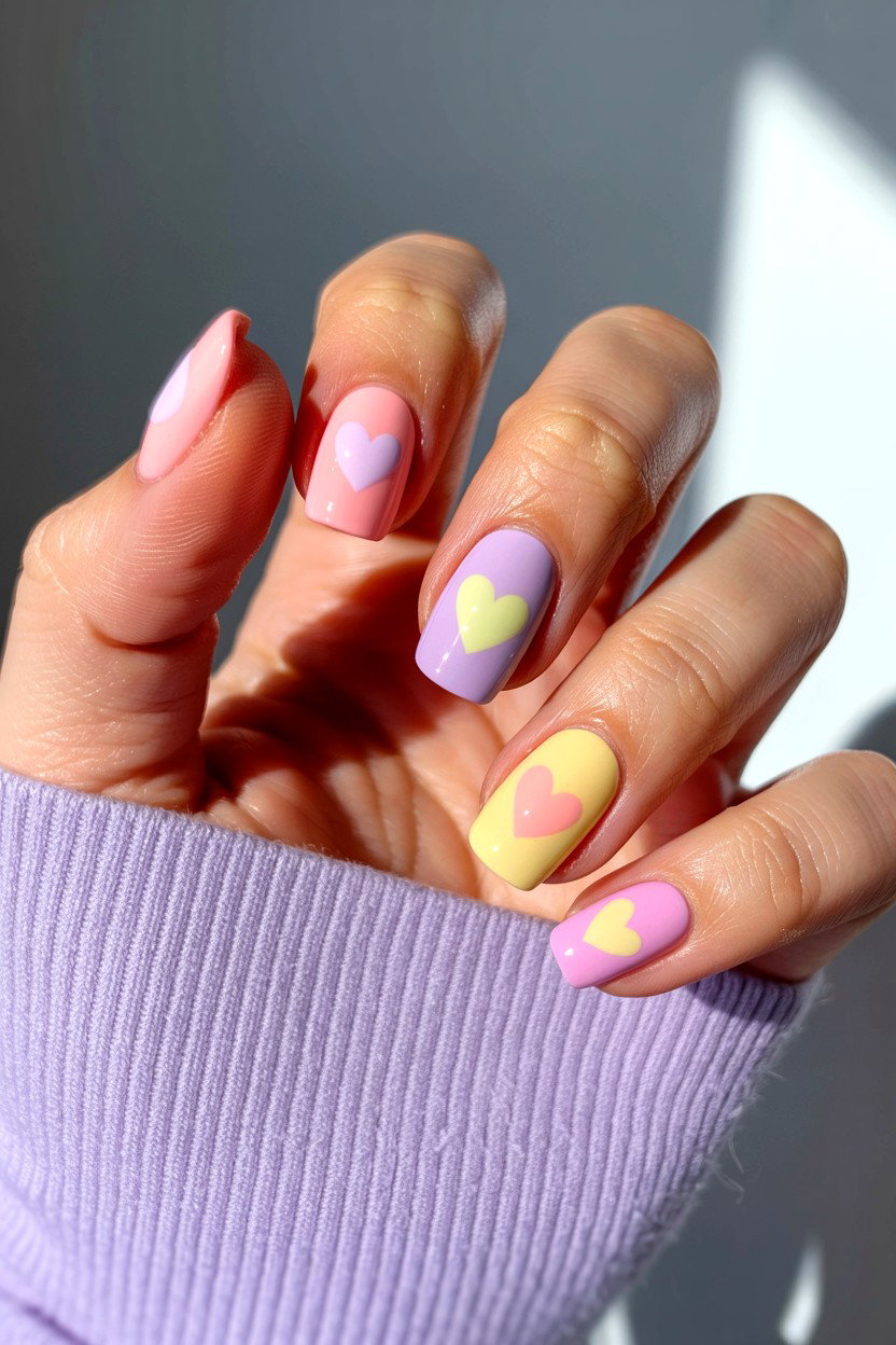Pastel Heart Gradient - 25 Heart Nail Design Ideas