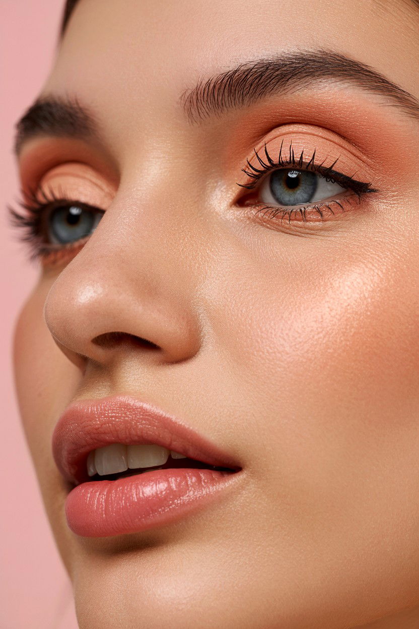 Pastel Peach Makeup - 25 Valentine's Day Doe Eye Makeup