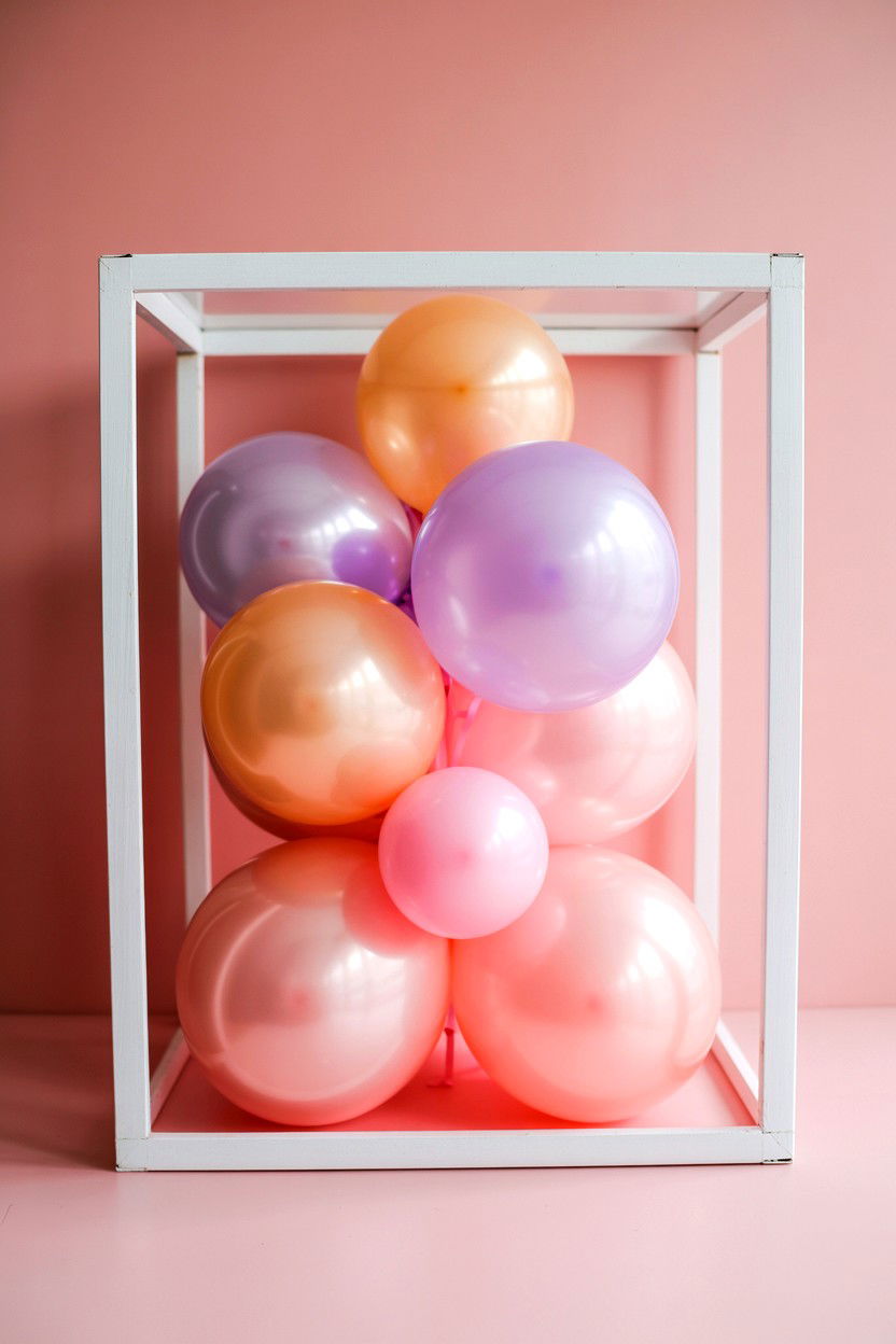 Pastel Pink Balloon Box - 25 Valentine's Day Balloon Box Ideas