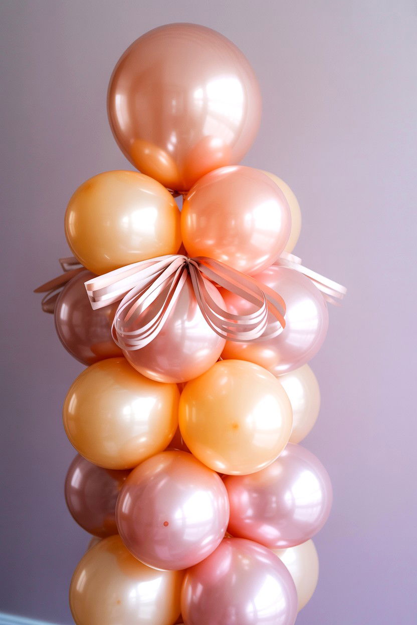 Pastel Pink Balloon Pillar - 25 Valentine's Day Balloon Column Ideas