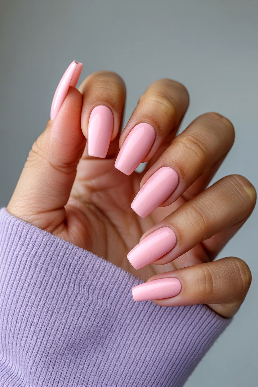 Pastel Pink Coffin - 25 Valentine's Day Coffin Nail Ideas