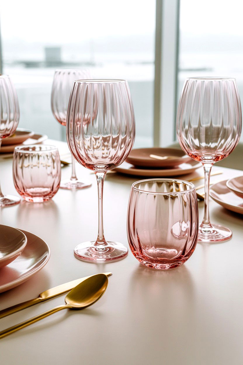 Pastel Pink Glassware - 25 Modern Valentine's Day Table Ideas