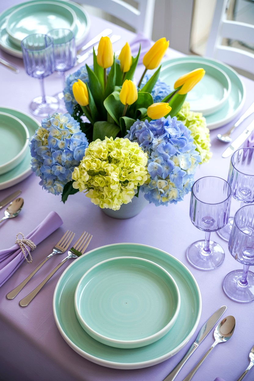 Pastel Spring Table Setting - 25 Romantic Table Setting Ideas