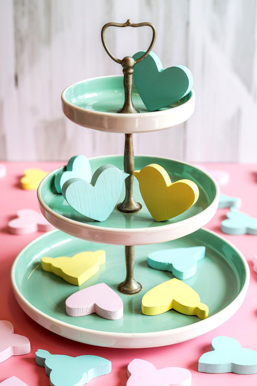 Pastel Valentine tiered tray - 25 Modern Valentine's Day Tiered Tray Ideas