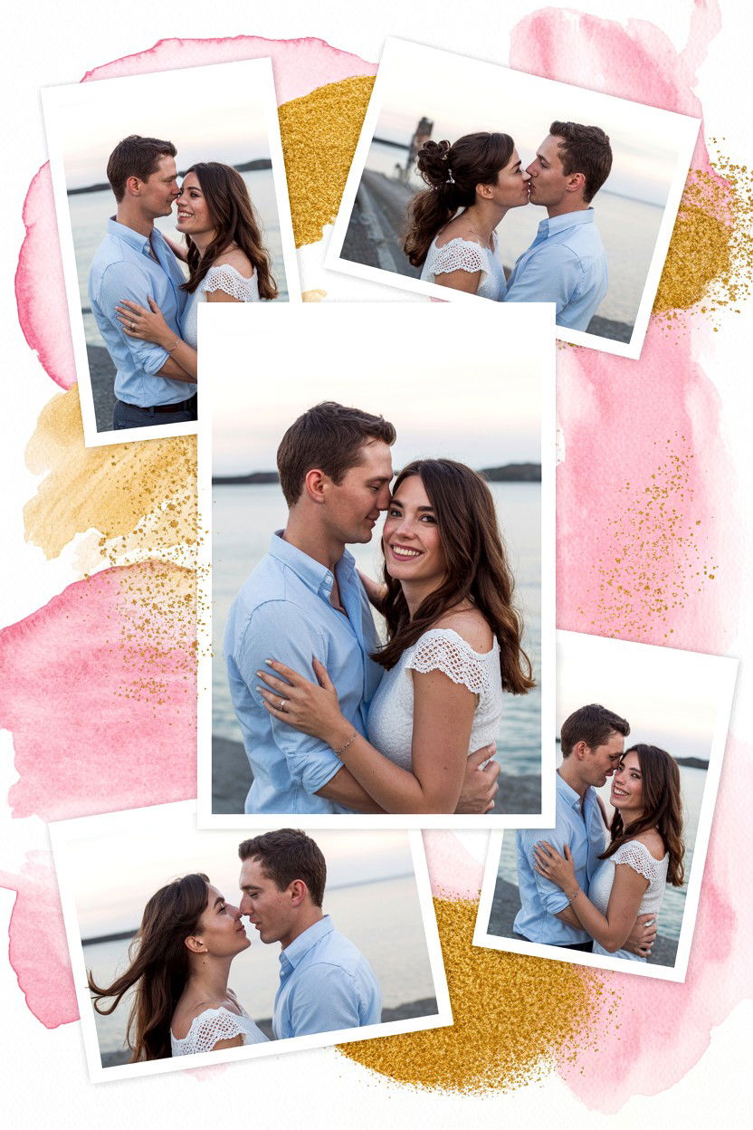 Pastel Watercolor Photo Border - 25 Valentine's Day Photo Collage Ideas
