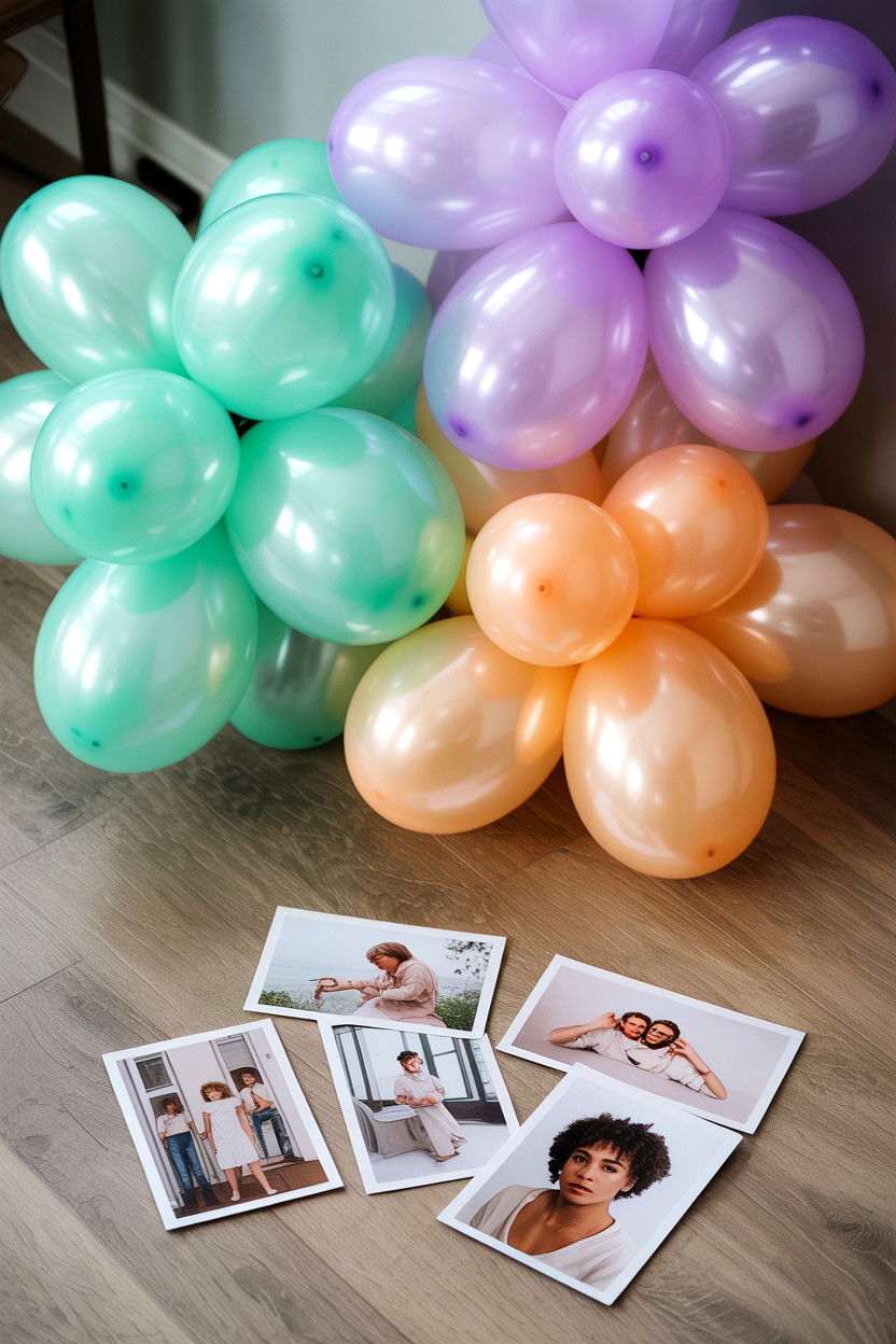 Pastel balloon photo arrangement - 25 Valentine's Day Photo Balloon Ideas