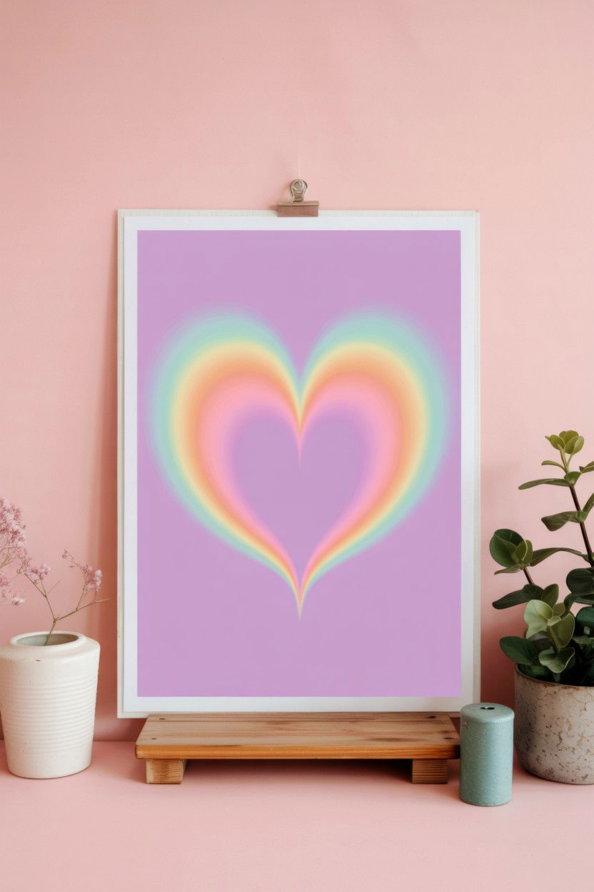 Pastel gradient heart - 25 Valentine's Day Art Print Ideas