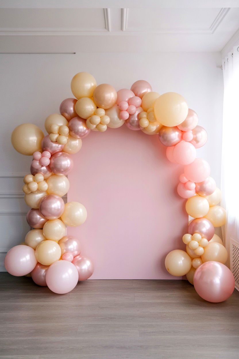 Pastel pink balloon arch - 25 Valentine's Day Balloon Arch Ideas