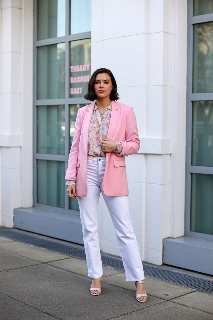 Pastel pink blazer - 25 Valentine's Day Blazer Outfits