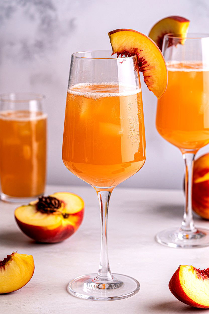 Peach Bellini Mocktail - 25 Valentine's Day Sparkling Drink Ideas