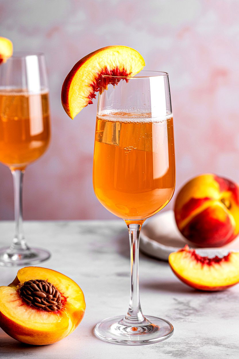 Peach Bellini Mocktail - 25 Valentine's Day Mocktail Ideas