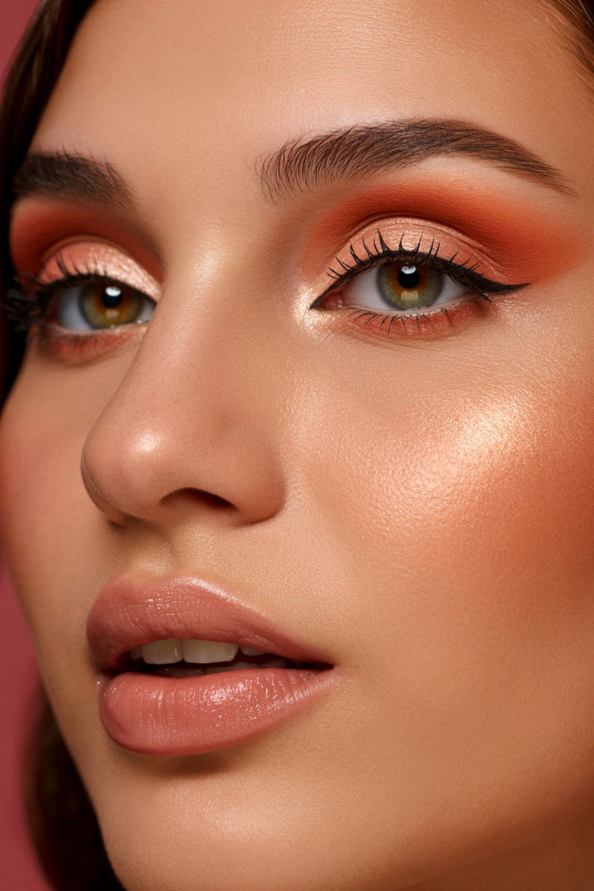 Peach Monochrome Look - 25 Valentine's Day Makeup for Brown Eyes