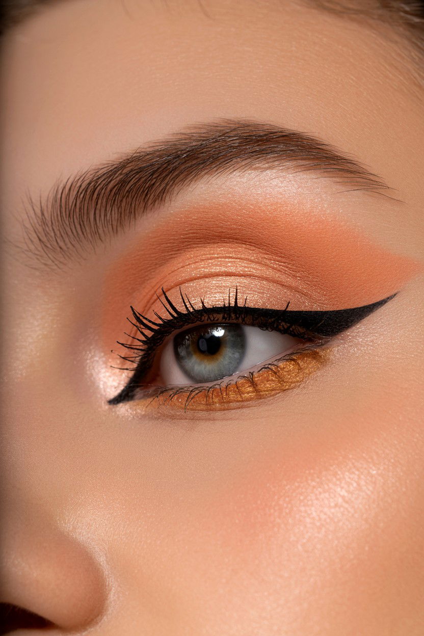 Peach shimmer eye - 25 Smoky Eye Valentine's Day Looks